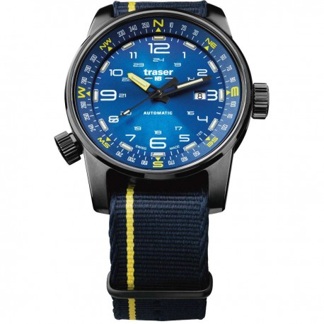 Traser H3 P68 Pathfinder Automatic Blue, Natoband blau-gelb