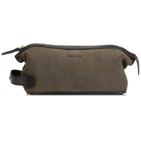 Baron Wash Bag Green Leder