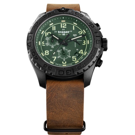 Traser H3 P96 OdP Evolution Chrono Green, Leder-Natoband