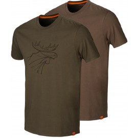 Härkila Graphic T-Shirt 2er-pack Willow green/Slate brown