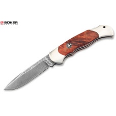 Böker Optima Maserbirke Bloody Orange Damast
