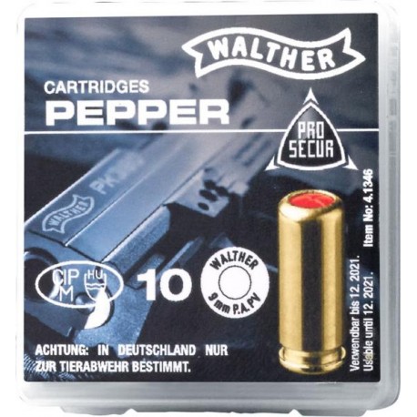 WALTHER PFEFFER-GAS PATRONEN cal. 9 mm P.A.PV. - 10 Schuss